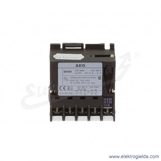 Stycznik pomocniczy SH 04-40 24V AC 50/60 HZ, 4NO, 3KW/400V AC-3, 16A AC-1, 4-polowy