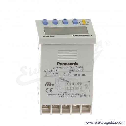 Przekaźnik czasowy LT4HW24SJ, LT4HW24SJ, 12-24VDC, 2 czasy, 250VAC, 5A, 0.01-999h, zaciski śrubowe