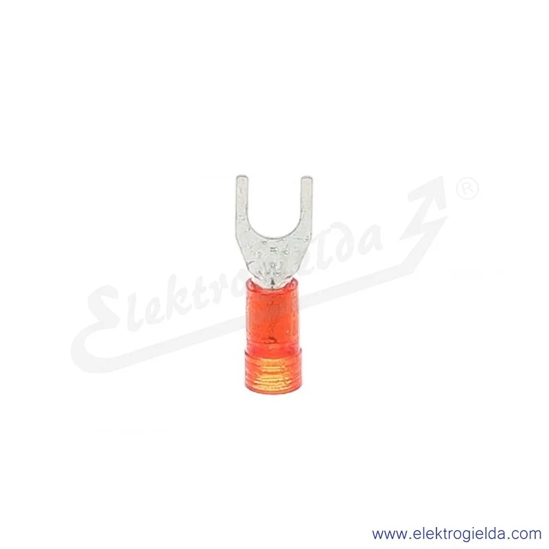 Końcówka widełkowa E09KO-02030200200, KWI 1/4w PC, 0,75-1mm2, M4, izolowana czerwona, 100szt