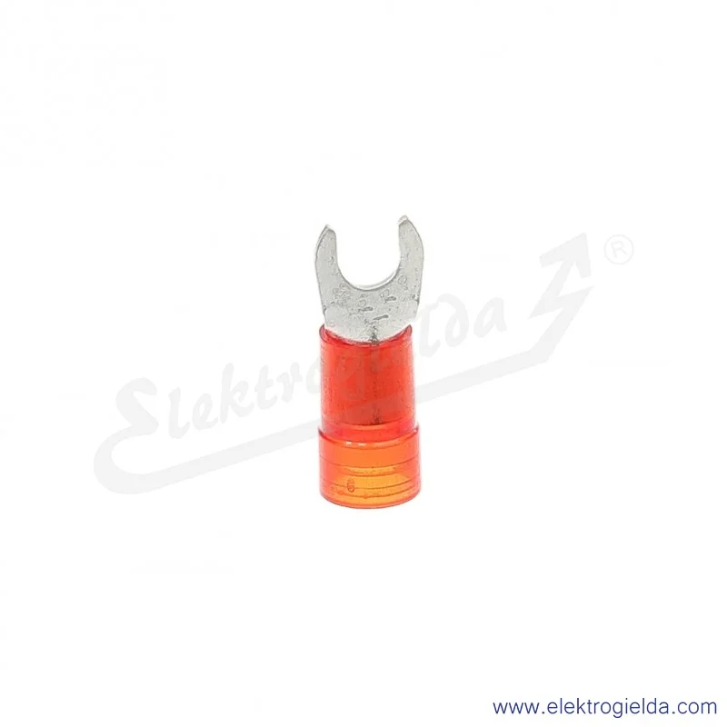 Końcówka widełkowa E09KO-02030300200, KWI 1/3 PC, 0,75-1mm2, M3, izolowana czerwona,100szt