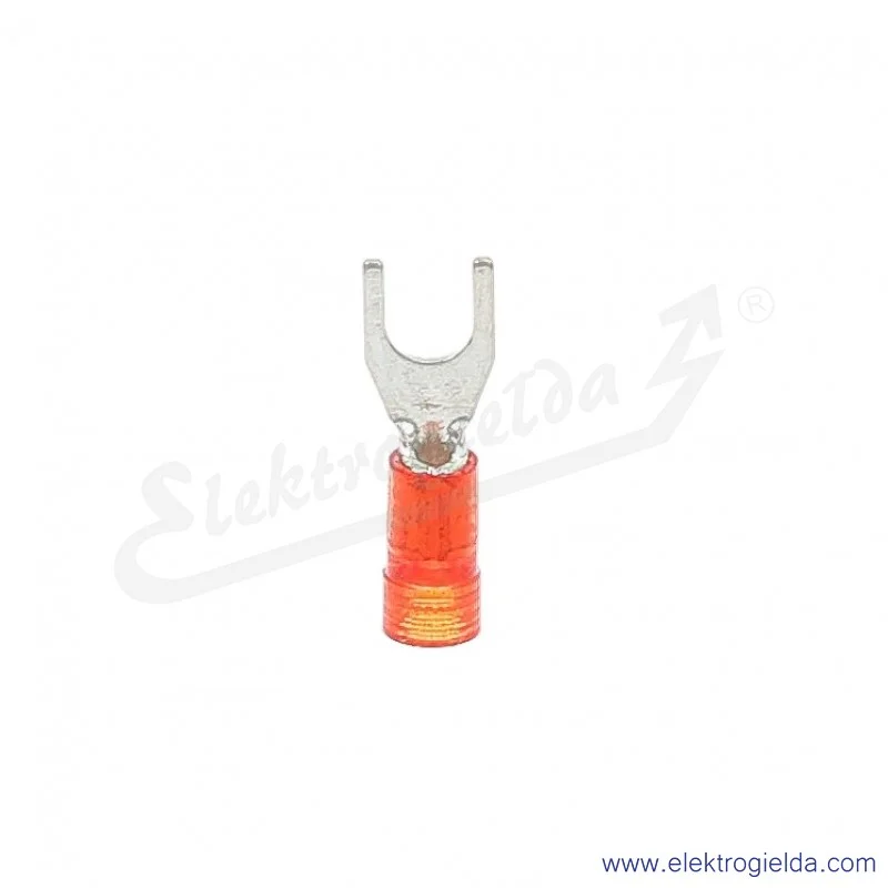 Końcówka widełkowa E09KO-02030300500, KWI 1/5 PC, 0,75-1mm2, M5, izolowana czerwona, 100szt