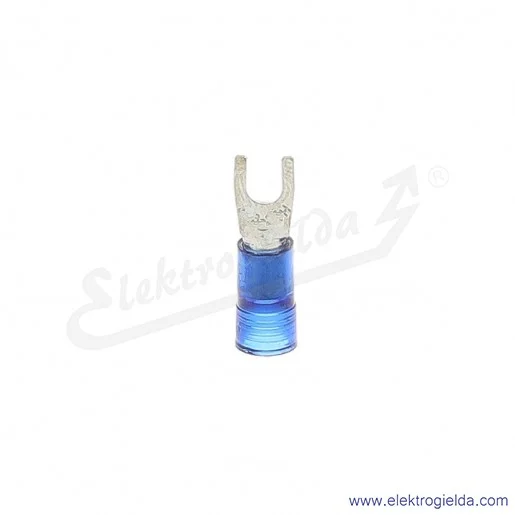 Końcówka widełkowa E09KO-02030301000, KWI 2,5/3,5 PC, 1,5-2,5mm2, M3,5, izolowana niebieska, 100szt Końcówka widełkowa E09KO-02030301000, KWI 2,5/3,5 PC, 1,5-2,5mm2, M3,5, izolowana niebieska, 100szt