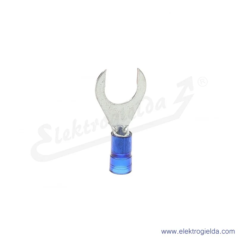 Końcówka widełkowa E09KO-02030301400, KWI 2,5/8 PC, 1,5-2,5mm2, M8, izolowana niebieska, 100szt