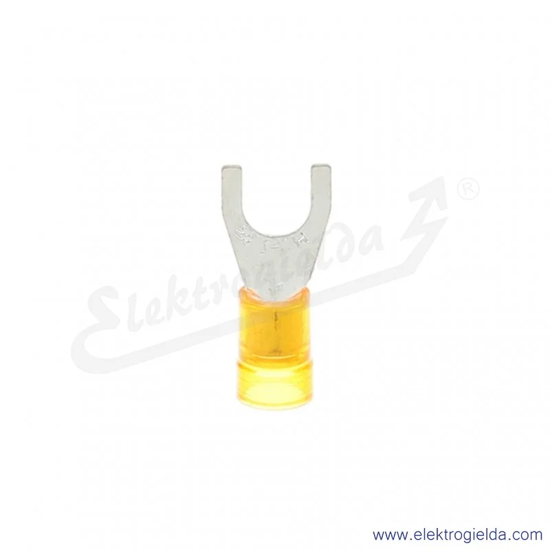 Końcówka widełkowa E09KO-02030302000, KWI 6/6 PC, 4-6mm2, M6, izolowana żółta, 100szt
