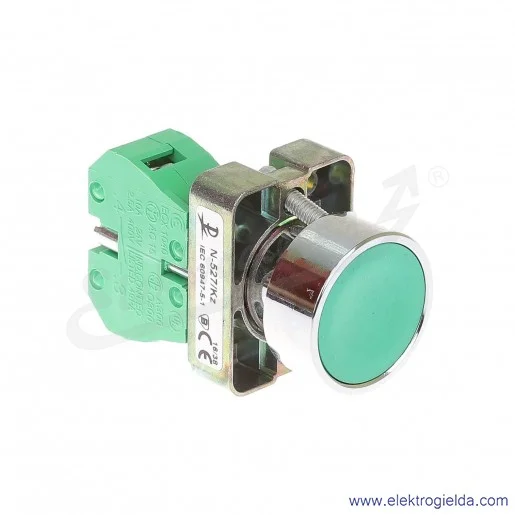 Przycisk kompletny A87-0015, N-527/Kz-X, zielony, 1 zwierny