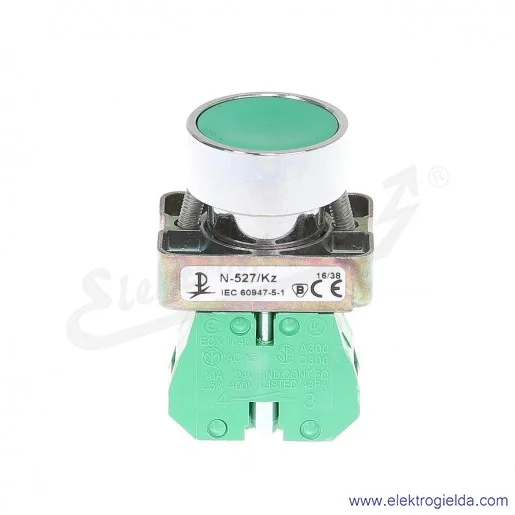 Przycisk kompletny A87-0015, N-527/Kz-X, zielony, 1 zwierny