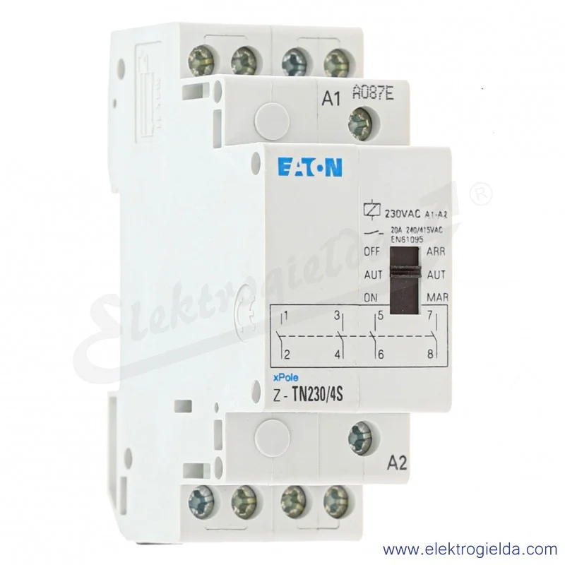 Stycznik modułowy 265579, Z-TN230/4S, 20A, 4NO, 230VAC, OFF-AUTO-ON