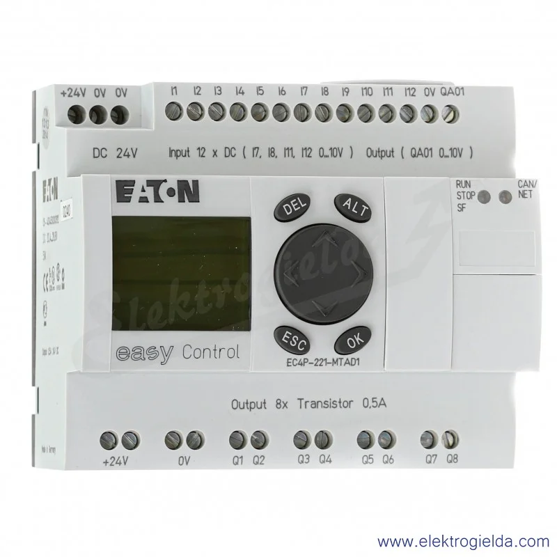 Sterownik PLC 106395, Easy Control EC4P-221-MTAD1, 24VDC, 12 wejść 8 wyjść, wyświetlacz LCD