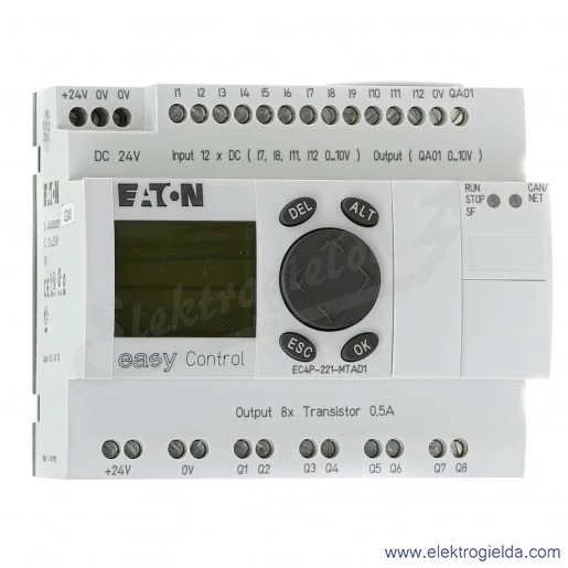 Sterownik PLC 106395, Easy Control EC4P-221-MTAD1, 24VDC, 12 wejść 8 wyjść, wyświetlacz LCD