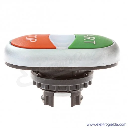 Napęd przycisku 216702, M22-DDL-GR-GB1/GB0, podwójny, START-STOP, z podświetleniem, samopowrotny, IP66