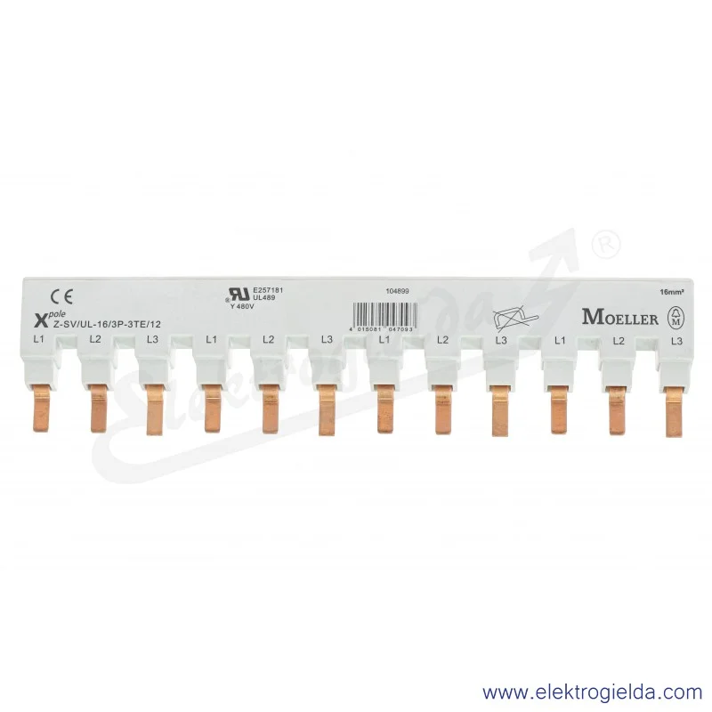 Szyna łączeniowa 104899, Z-SV/UL-16/3P-3TE/12, 12P, 16mm2