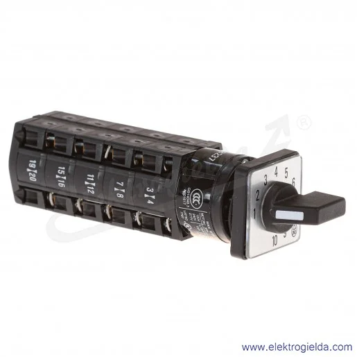 Łącznik krzywkowy 015661, TM-5-8237/E, do wbudowania, 1P, 10A, 1-2-3-4-5-6-7-8-9-10, IP65