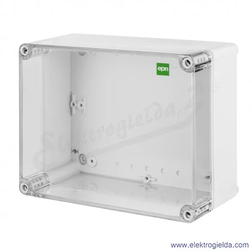 Puszka natynkowa 2717-01, transparentna 220x170x107mm, szara RAL7035, wewnętrzne wymiary 214X162X91mm, IP65
