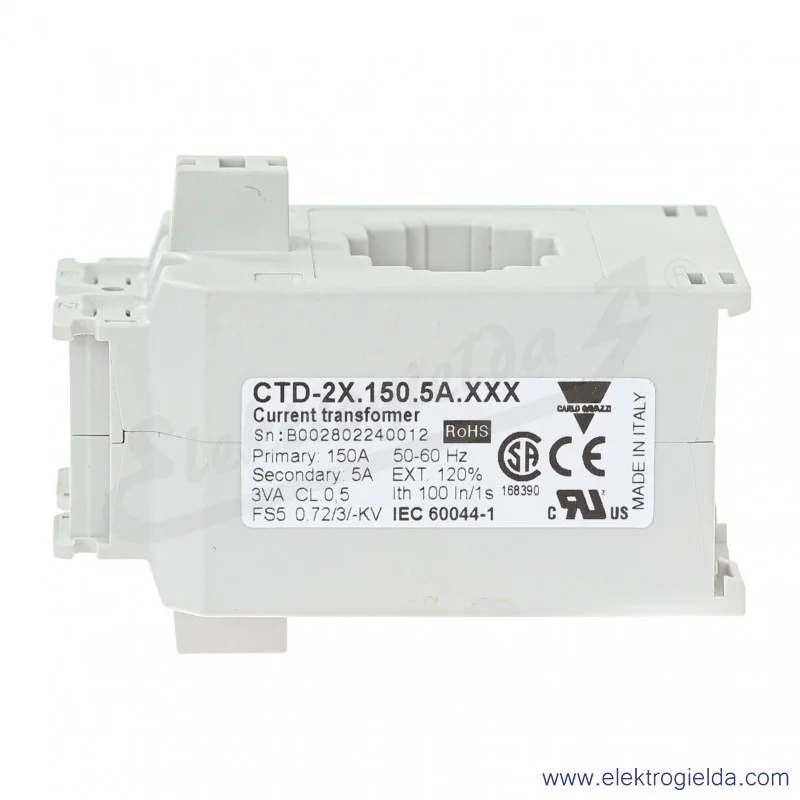 Przekładnik prądowy CTD2X 150/5A, otwór 24mm, klasa dokładności 0.5