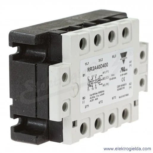 Przekaźnik półprzewodnikowy nawrotny RR2A40D400 4KW, 10-40VDC, 11A, 40..440VAC, 2 fazowy