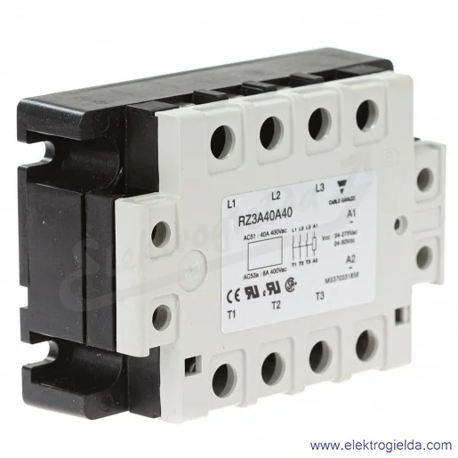 Przekaźnik półprzewodnikowy RZ3A40A40, 24-50VDC, 40A, 24..440VAC, 3-fazowy