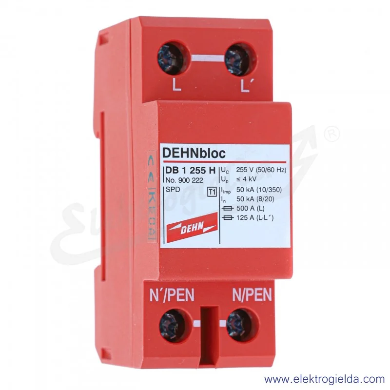 Ogranicznik przepięć 900222, DB1 255 H DEHNbloc, 1P, 4kV, typ I