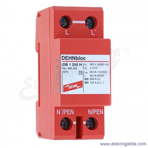 Ogranicznik przepięć 900222, DB1 255 H DEHNbloc, 1P, 4kV, typ I