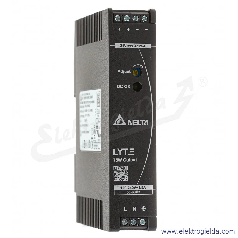 Zasilacz DRL-24V75W1AZ, 24V 3.0A, 75W, zasilanie 85..264VAC lub 120..375VDC