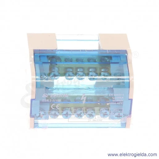 Blok rozdzielczy R33RA-02020100101, EBR 2-7/100, 2 tory, szerokość 67mm