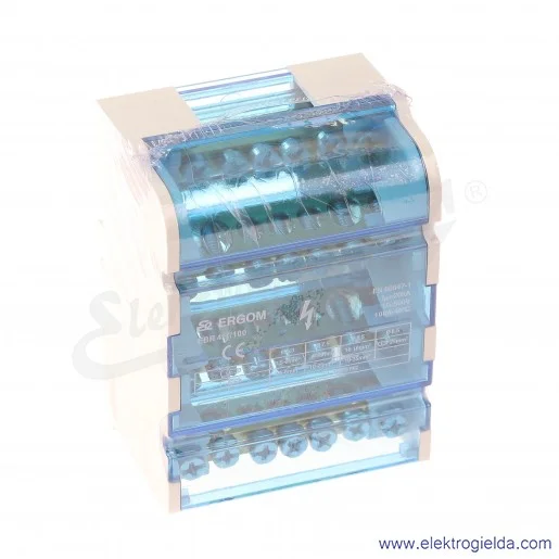 Blok rozdzielczy R33RA-02020200101, EBR 4-7/100, 4 tory, szerokość 66.5mm, montaż DIN