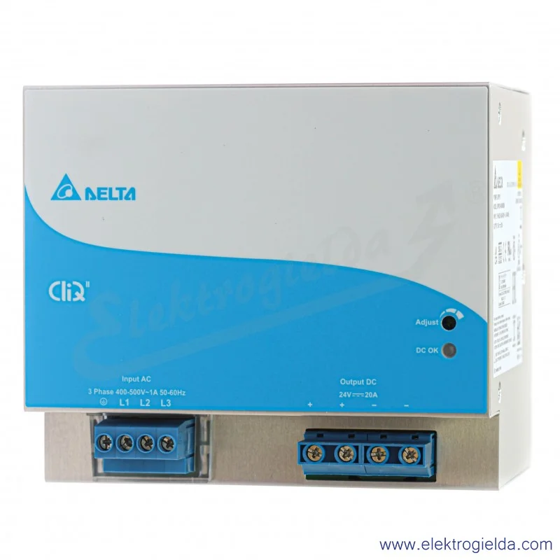 Zasilacz DRP024V480W3BN, 24V 20A, 480W, zasilanie 3x320..600VAC