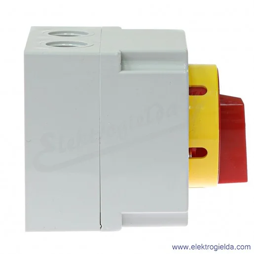 4G25-10-PK S6 /0-1/ 25A 3P Łącznik krzywkowy 3-fazowy z czerwonym pokrętłem zamykany na kłódkę w pozycji "0" z osłoną styków w o