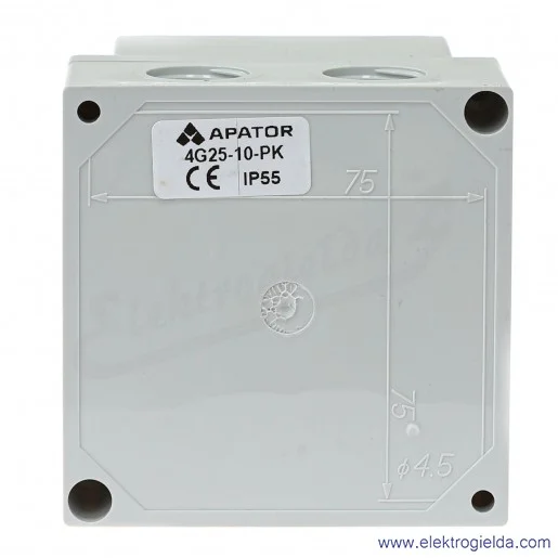 4G25-10-PK S6 /0-1/ 25A 3P Łącznik krzywkowy 3-fazowy z czerwonym pokrętłem zamykany na kłódkę w pozycji "0" z osłoną styków w o