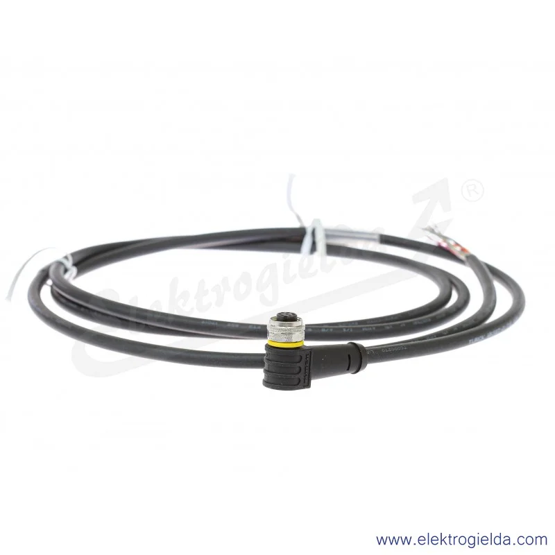 Kabel z gniazdem 6625461, WKS8T-2/TXL, PUR, 8-żyłowy, 2m, złącze M12 żeńskie kątowe, ekranowany, z wolnym końcem przewodów