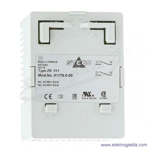 Termostat podwójny 01176.0-00, ZR011 do chłodzenia i/lub sygnalizacji 2NO, 0...+60°C, 10A, IP20