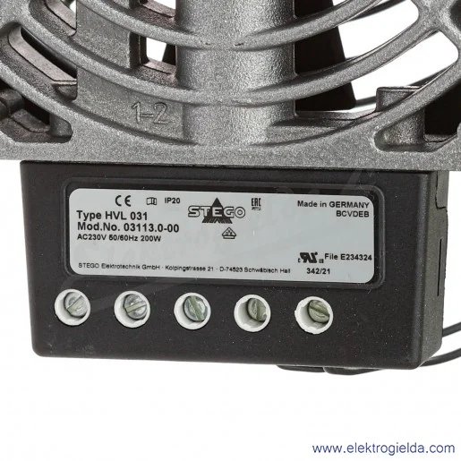 Dmuchawa grzewcza 03113.0-00, HVL031, 200W, 230VAC, 108m3/h, montaż DIN