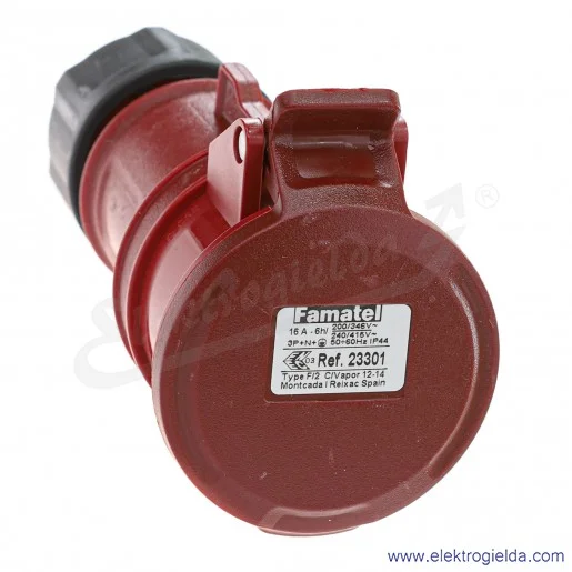 Gniazdo przenośne 23301, Eco 5X16, 400V, na przewód, IP44