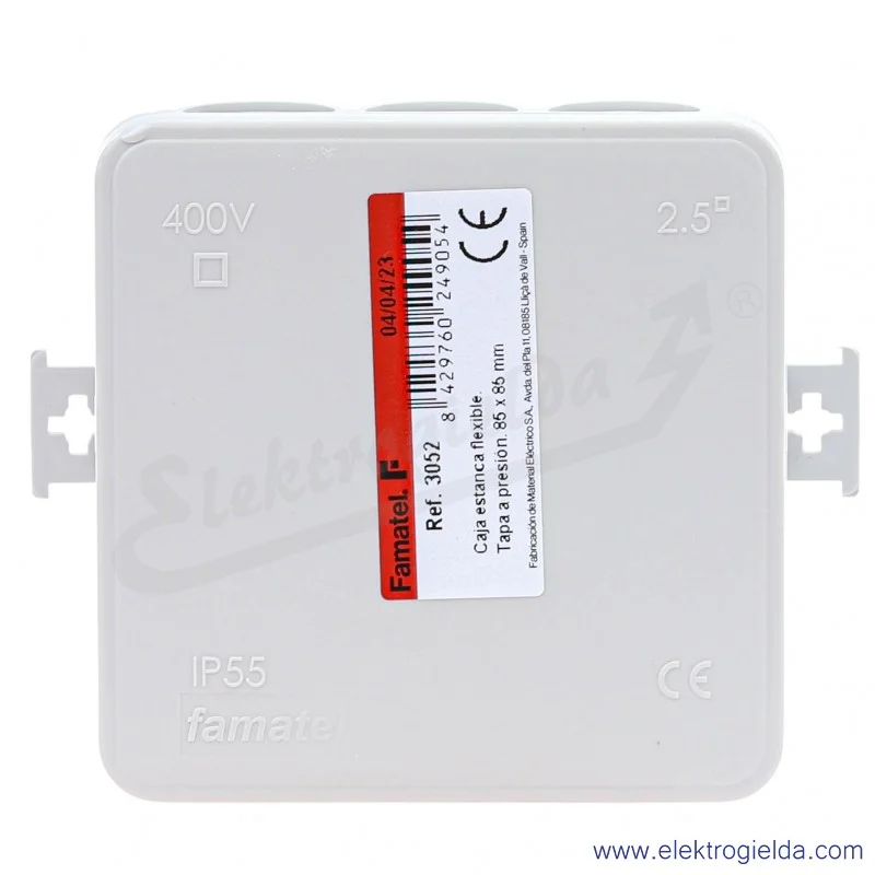 Puszka natynkowa 3052, Mini box 85x85x39mm, szara, IP55