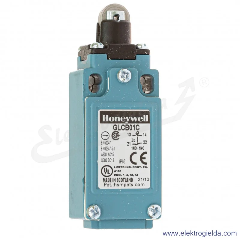 Wyłącznik krańcowy GLCB01C, 1NO1NC, 6A 250VDC 600VAC, trzpień z rolką 12.4mm