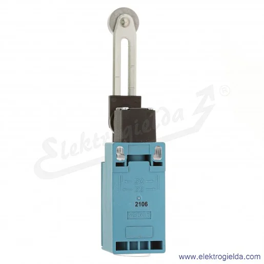 Wyłącznik krańcowy 104012 GLLC01A2B, 1NO1NC, 250VDC 300VAC 10A, dźwignia regulowana z metalową rolką