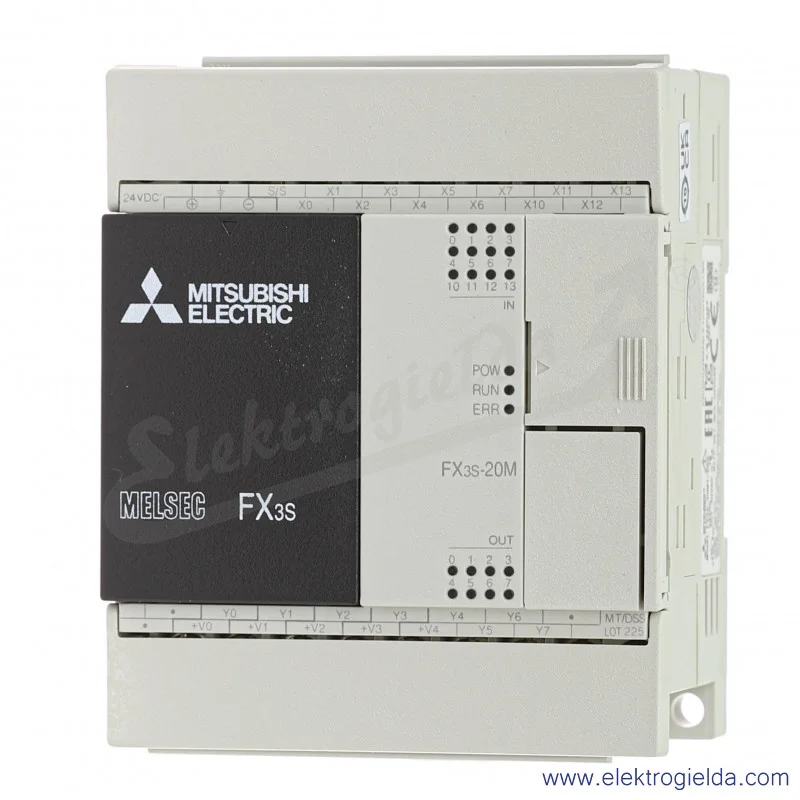 Sterownik PLC 271697 FX3S-20MT/DSS 24VDC, 12 wejść cyfrowych, 8 wyjśc tranzystorowych