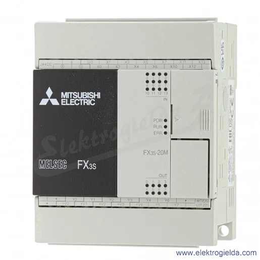 Sterownik PLC 271697 FX3S-20MT/DSS 24VDC, 12 wejść cyfrowych, 8 wyjśc tranzystorowych