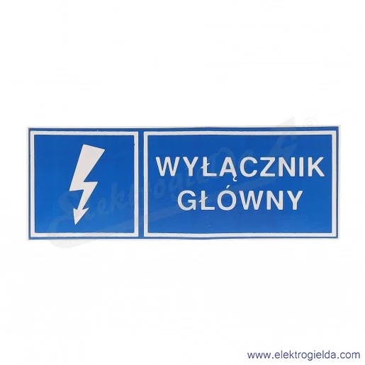 Tabliczka informacyjna E04TZ-01041210200, TZI 37*105s "WYŁĄCZNIK GŁÓWNY"
