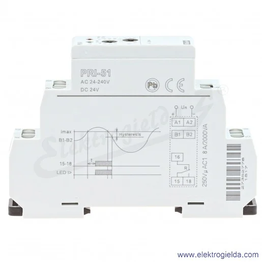 Przekaźnik nadzorczy prądowy PRI-51/8 0.8-8A, 24..240VAC, 24VDC