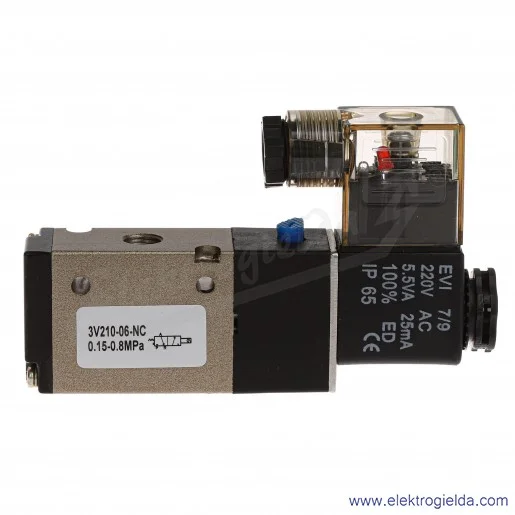 Elektrozawór 3/2 NC 1/8 230VAC z cewką, HF Pneumatics