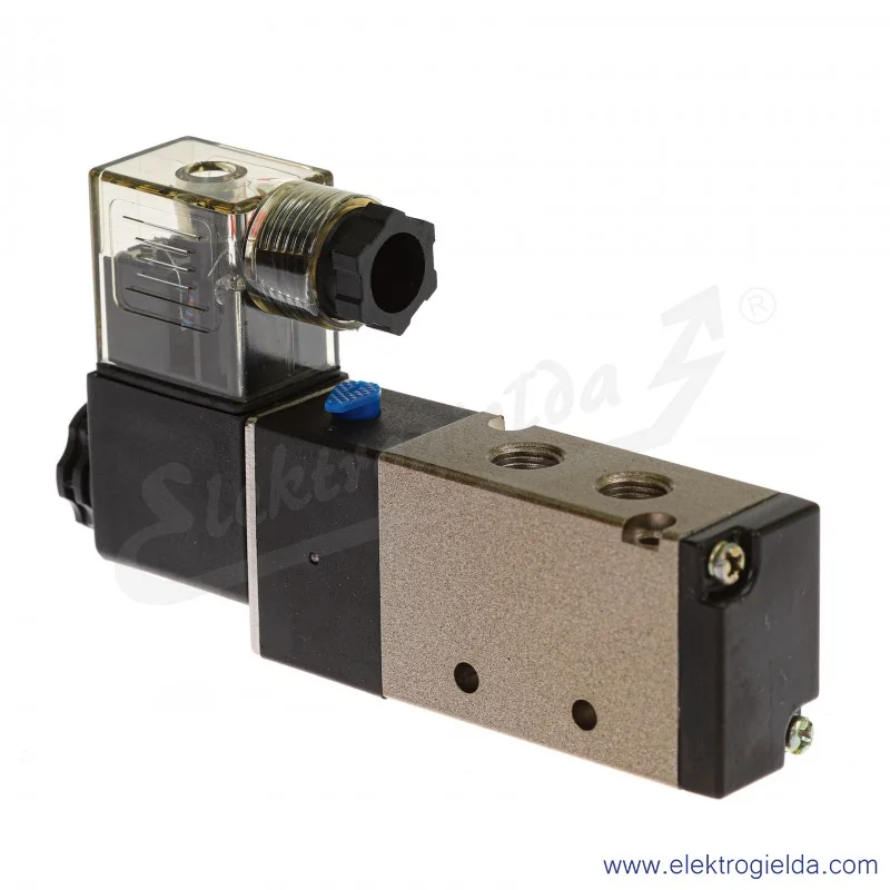 Elektrozawór 5/2 NC 1/4 230V z cewką 220VAC 5.5VA, HF Pneumatics