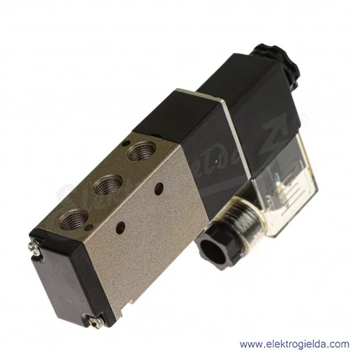 Elektrozawór 5/2 NC 1/4 230V z cewką 220VAC 5.5VA, HF Pneumatics