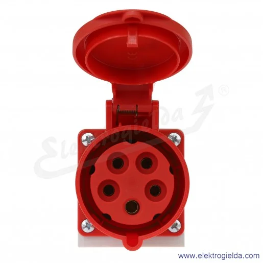 Gniazdo stałe 125-6K 5X32 mała obudowa 4P+N 32A 400V, IP44