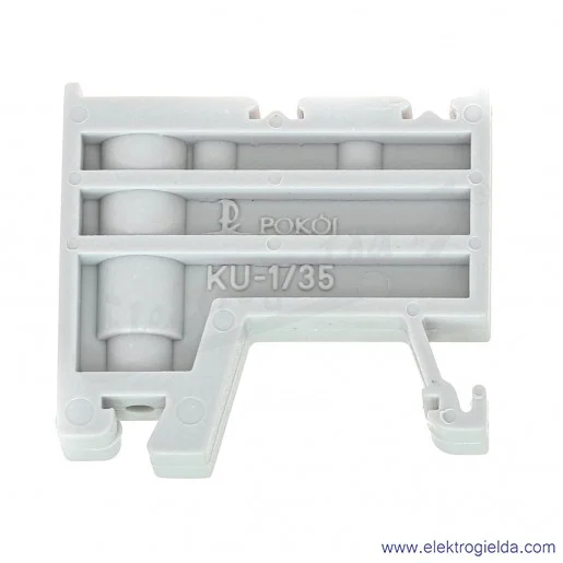 Trzymacz szary A44-1208 KU-1/35 szerokość 10mm, na szynę TS-35