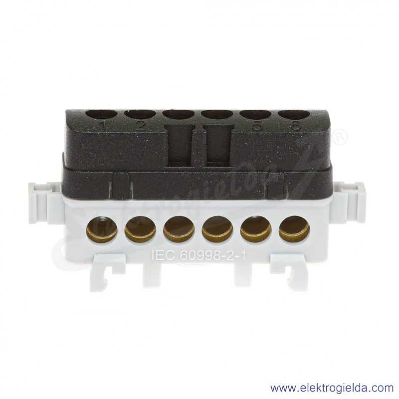Listwa przyłączeniowa A18-0038 LPI-6s 16mm2, 400V 76A, czarna z poliamidu