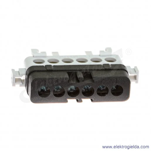 Listwa przyłączeniowa A18-0038 LPI-6s 16mm2, 400V 76A, czarna z poliamidu Listwa przyłączeniowa A18-0038 LPI-6s 16mm2, 400V 76A, czarna z poliamidu