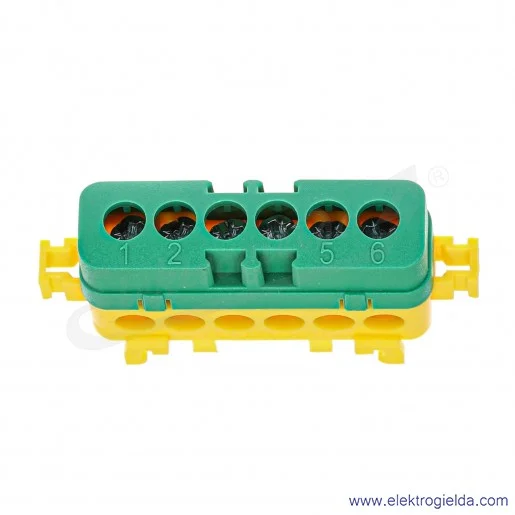 Listwa przyłączeniowa A18-0051 LPI-6g 16mm2, 76A 400V, zielono-żółta z poliamidu Listwa przyłączeniowa A18-0051 LPI-6g 16mm2, 76A 400V, zielono-żółta z poliamidu