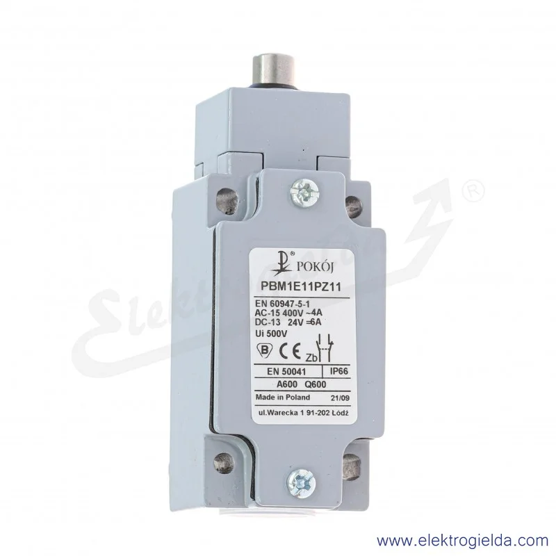 Łącznik krańcowy 37-337 PBM1 E11 PZ11, 1NO+1NC, trzpień metalowy, IP66