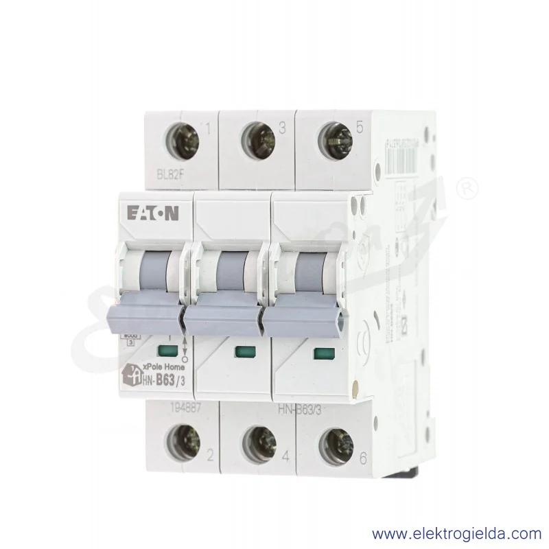 Wyłącznik nadprądowy HN-B63/3 3P B 63A AC 6kA