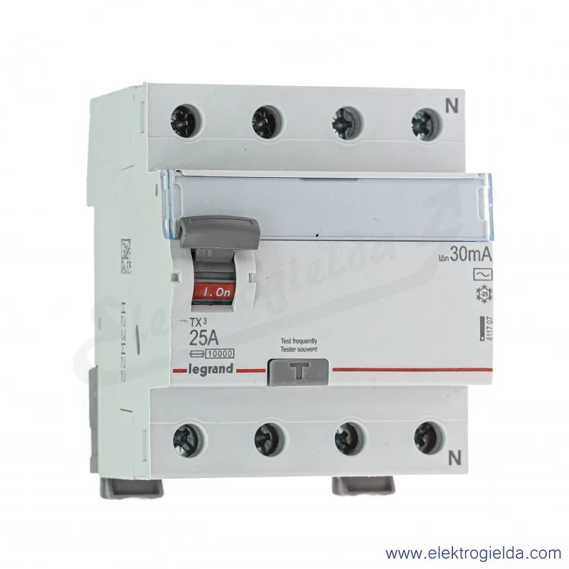 Wyłącznik różnicowo-nadprądowy 411707, P304, 400V, 4P, 25A, 30mA, czułość AC